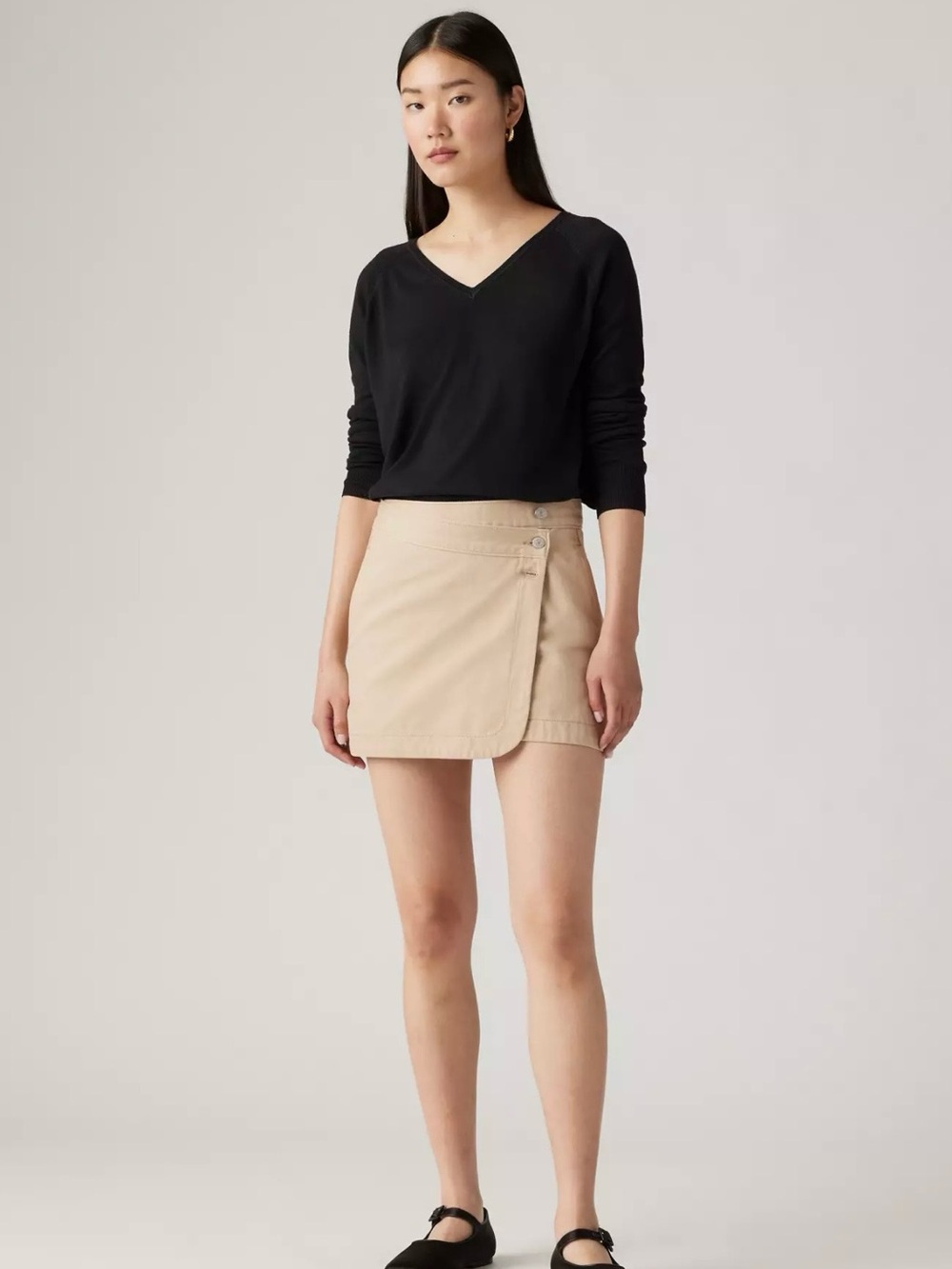Levi's Beige Wrap-Front Mini Skirt